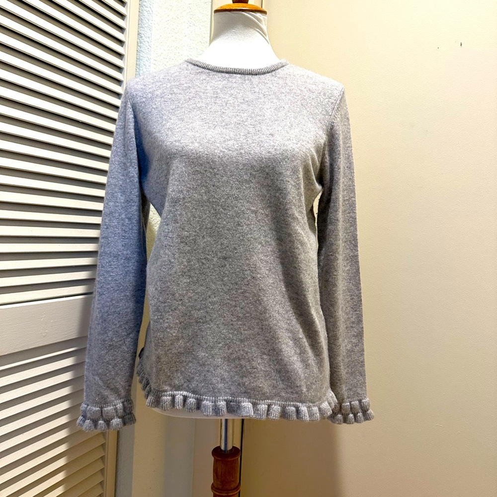 J McLaughlin Cashmere Crewneck Sweater with sleeve detail.